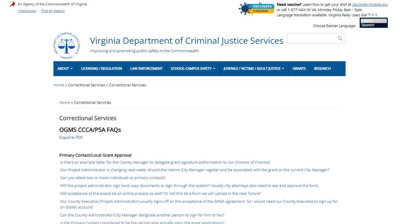 Correctional Services | Virginia Department of Criminal Justice Services